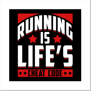 Running Is Life's Cheat Code Running Funny Posters and Art